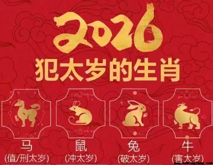 2026年犯太岁暨不顺生肖属相